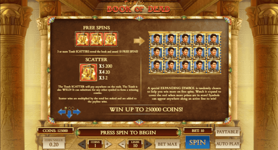 Book of Dead Symbols and Payouts