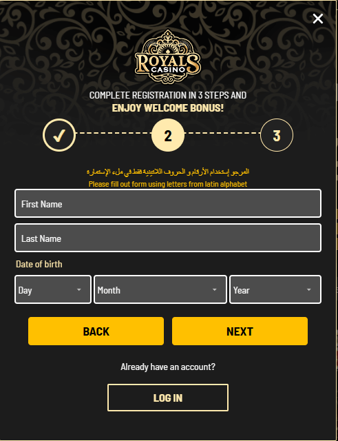 Register for an Account with Royals Casino